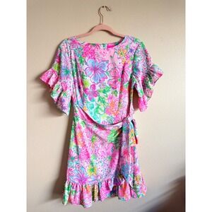 Lilly Pulitzer Darlah Ruffle Sleeve Floral Print Dress Size 4 Paradise Found